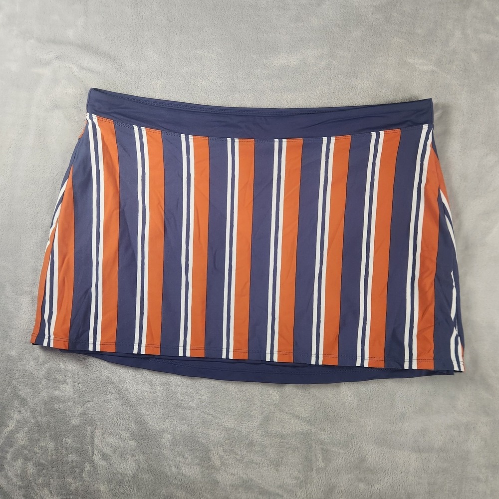 Krimson‎ Klover Women size L Blue Orange Activewear Striped Mini Skirt Sporty